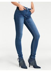 Heine Damen Stretch-Jeans, blau, Gr. 17, unifarben, 58% Baumwolle, 27% Polyester, 14% Viskose, 1% Elasthan, Miedereinsatz:15% Elasthan, 85% Polyamid,