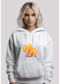 F4NT4STIC Damen Kapuzenpullover "Süßer Triceratops Dinosaurier", weiß, casual, Gr. S, Obermaterial: 65% Baumwolle, 35% Polyester, Pullover, Premium