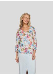 Rabe Damen Druckbluse, orange, casual, Gr. 52, geblümt, bedruckt, Web, Obermaterial: 100% Viskose, Blusen, im Tunika-Stil und mit floralem Muster