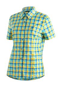 Maier Sports Damen Funktionsbluse "Philina", gelb, Gr. 36, 85% Polyester, 15% Viscose, Blusen, Karierte Kurzarm-Bluse für Wandern, Reisen und Freizeit