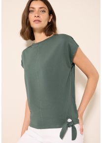 Cecil Damen T-Shirtschwarz balmy khaki, casual, Gr. XS, unifarben, Jersey, Obermaterial: 47% Baumwolle, 47% Modal, 6% Elasthan, Shirts, mit
