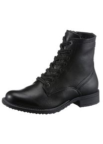 Tamaris Damen Schnürstiefelette, Gr. 37, schwarz, Leder, unifarben, modisch, Schuhe, Blockabsatz, Schnürboots, Busisnessschuh im glänzenden