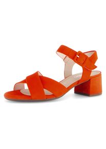 Gabor Damen Sandalette "TUNIS", Gr. 39, orange, Ziegenveloursleder, unifarben, klassisch, Schuhe, Blockabsatz, Riemchensandale, Kreuzbandage, Weite G