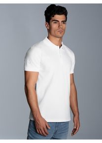 TRIGEMA Herren Poloshirt "TRIGEMA Slim Fit Poloshirt aus DELUXE-Piqué", weiß, Basic, Gr. M, 100% Baumwolle, Shirts