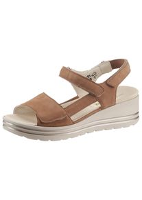 Waldläufer WALDLÄUFER Damen Riemchensandale "H-MICHELLE", Gr. 4, braun, Nubukleder, unifarben, elegant, Schuhe, Sommerschuh, Sandalette, Keilabsatz, mit