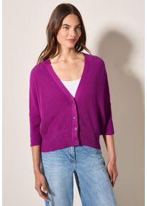 Cecil Damen Cardigananemone pink, casual, Gr. XL, unifarben, Web, 100% Baumwolle, Strickjacken, aus reiner Baumwolle