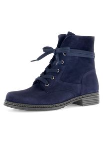 Gabor Damen Schnürboots, Gr. 36, blau, Ziegenveloursleder, unifarben, klassisch, Schuhe, Blockabsatz, Schnürstiefelette mit schaftumwickelenden