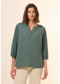 Cecil Damen Shirtblusebalmy khaki, casual, Gr. XL, unifarben, Web, 100% Baumwolle, Blusen, mit 3/4 Ärmeln