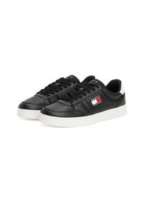 Tommy Jeans Herren Sneaker "TJM THE GREENWICH NEW ESS", Gr. 46, schwarz-weiß, Leder, Textil, sportlich, Schuhe, Freizeitschuh, Halbschuh, Schnürschuh