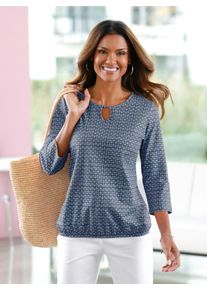 Classic Basics Damen 3/4-Arm-Shirt "3/4-Arm-Shirt", blau, Gr. 40, gemustert, 100% Baumwolle, Shirts