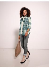 Casual Looks Damen Fleecejacke, grün, Gr. 36, gemustert, kariert, mehrfarbig, 100% Polyester, Jacken