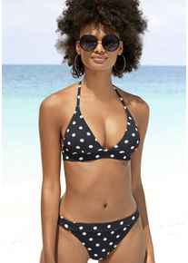 Lascana Damen Triangel-Bikini-Top "Powder", schwarz-weiß, Gr. 38, gepunktet, strukturiert, Polyamid, Bikini-Oberteile, aus Piqué-Strukturware