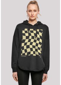 F4NT4STIC Damen Kapuzenpullover "Wavy Schach Muster", schwarz, casual, Gr. XS, Obermaterial: 100% Baumwolle, Pullover, Print