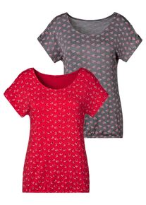 Lascana Damen T-Shirt "mit kleinem Cut-Out am Ärmel", rot, casual, Gr. 36, Minimalmuster, Obermaterial: 95% Viskose (LENZING ECOVERO), 5% Elasthan,