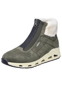 Rieker Damen Sneaker, Gr. 43, grün, Lederimitat, Textil, sportlich, Schuhe, Freizeitschuh, Schlupfboots mit Vorder-Reißverschluss