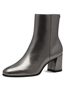 Tamaris Damen Stiefelette, Gr. 39, silber, Lederimitat, metallic, modisch, Schuhe, Blockabsatz, Businessschuh, Festtagssschuh mit überzogenem Absatz