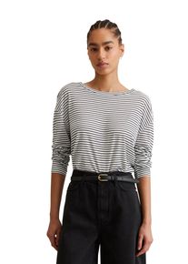 Marc O'Polo Damen Langarmshirt "aus weichem Viskose-Jersey", schwarz, Gr. S, MARC O'POLO DENIM, gestreift, Obermaterial: 100% Viskose, Shirts