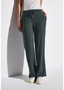 Street One Damen Stoffhose, grün, casual, Gr. 38, Strukturmuster, Web, Obermaterial: 55% Polyester, 44% Viskose, 1% Elasthan, Hosen, mit Struktur