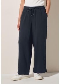 Cecil Damen Stoffhose, blau, casual, Gr. XS, unifarben, Web, 100% Baumwolle, Hosen, Elastikbund mit Tunnelzug