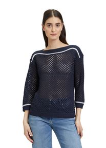 Betty Barclay Damen Strickpullover "Betty Barclay Lochstrick-Pullover mit Strickdetails", blau, casual, Gr. 44, Strick, Obermaterial: 100%