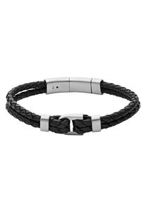 Fossil Armband "VINTAGE CASUAL, JF04202040, JF04203040", Edelstahl-Leder, schwarz, Edelstahl, Leder, Armbänder