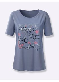 Classic Basics Damen T-Shirt "Shirt", blau, Gr. 40, gemustert, mehrfarbig, bedruckt, 100% Baumwolle, Shirts