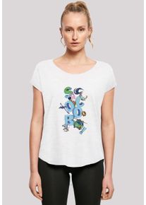 F4NT4STIC Damen T-Shirt "Long Cut T-Shirt 'Scooby Doo Letters Jumble'", weiß, casual, Gr. XS, Obermaterial: 100% Baumwolle, Shirts, Damen,Premium