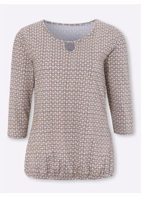 Classic Basics Damen 3/4-Arm-Shirt "3/4-Arm-Shirt", beige, Gr. 48, gemustert, 100% Baumwolle, Shirts