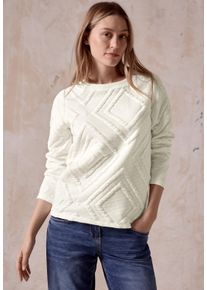 Cecil Damen Sweatshirt, weiß, casual, Gr. L, unifarben, Sweatware, Obermaterial: 80% Polyester, 17% Viskose, 3% Elasthan, Sweatshirts, mit 3D