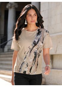 Inspirationen Damen Rundhalsshirt "Shirt", beige, Gr. 40, mehrfarbig, 92% Polyester, 8% Elasthan, Shirts