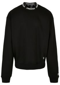 Herren Rundhalspullover "Starter Black Label Herren Starter Jaquard Rib Crewneck", schwarz, casual, Gr. L, STARTER Black Label, unifarben, 65%