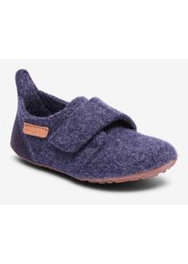 bisgaard Kinder Hausschuh "casual wool", Gr. 33, blau, Wolle, klassisch, Schuhe, Klettschuh mit Lammwolle gefüttert, Größenschablone zum Download