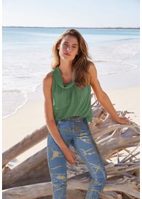 Heine Damen Blusentop, grün, Gr. 34, unifarben, 100% Polyester, Futter:100% Polyester, Blusen