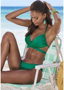 Lascana Damen Triangel-Bikini, grün, Gr. 34, unifarben, Microfaser, Recycling-Polyamid, Bikini-Sets, in 5 Tragevarianten