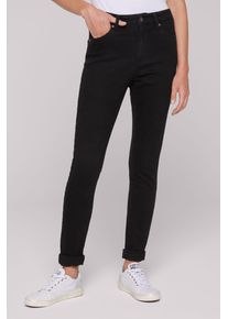 SOCCX Damen Slim-fit-Jeans, schwarz, casual, Gr. 28, unifarben, Material: 63% Baumwolle, 25% Polyester, 10% Viskose, 2% Elasthan, Jeans, mit