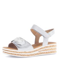 Gabor Damen Keilsandalette, Gr. 41, grau, Ziegenveloursleder, Nappaleder, unifarben, metallic, modisch, Schuhe, Sommerschuh, Riemchensandale mit