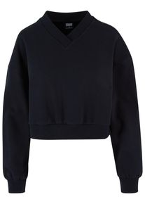 Urban Classics Herren Rundhalsshirt "Urban Classics Damen Ladies Cropped V-Neck", schwarz, klassisch, Gr. M, unifarben, 80% Baumwolle, 20% Polyester,