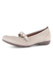 Gabor Damen Riemchenballerina, Gr. 40, beige, Ziegenveloursleder, unifarben, klassisch, Schuhe, Businesschuh, Kettschuh mit