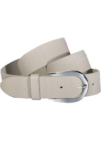Silbergift Damen Ledergürtel, beige, modisch, Gr. 95, Rindsleder, Gürtel, Schraffiert, Silber-Hufeisenschließe