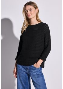 Street One Damen Strickpullover, schwarz, casual, Gr. 46, unifarben, Strick, Obermaterial: 88% Baumwolle, 12% Polyester, Pullover, mit
