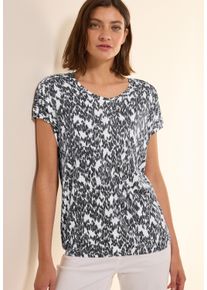 Cecil Damen T-Shirt, weiß, casual, Gr. L, bedruckt, Jersey, Obermaterial: 50% Baumwolle, 50% Modal, Shirts, mit All-Over Print