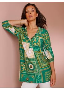 Damen Longbluse, bunt, Gr. 38, CREATION L PREMIUM, gemustert, mehrfarbig, 70% Viskose, 30% Seide, Blusen