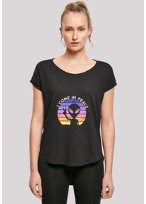 F4NT4STIC Damen T-Shirt "Alien Peace Sunset", schwarz, casual, Gr. XS, Obermaterial: 100% Baumwolle, Shirts, Premium Qualität