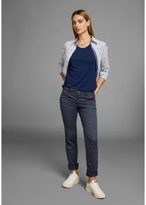 Kangaroos Damen T-Shirt, blau, Basic, Gr. 40, kontrastfarbene Details, Single Jersey, Obermaterial: 50% Baumwolle, 50% Modal, Shirts, Kurzarm,