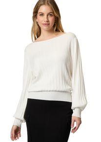 Zero Damen Strickpullover "Zero Pullover mit Ballonärmeln", weiß, casual, Gr. 44, unifarben, Strick, Obermaterial: 80% Viskose, 20% Polyester.
