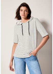 Cecil Damen Kapuzenshirt, weiß, casual, Gr. XS, gestreift, Web, Stoff, 50% Modal, 50% Baumwolle, Shirts, im soften Baumwoll-Mix