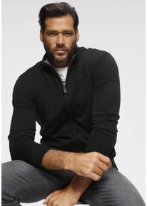 MAN'S WORLD MAN'S WORLD Herren Strickjacke "neue Farben", schwarz, Basic, Gr. XL, unifarben, Grobstrick, Obermaterial: 50% Baumwolle, 50% Polyacryl,