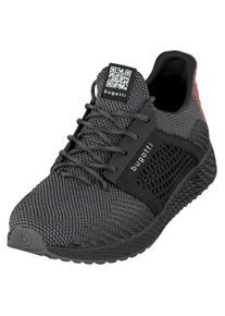 Bugatti Herren Keilsneaker, Gr. 43, schwarz, Textil, sportlich, Schuhe, Freizeitschuh, Halbschuh, Schürer mit Kontrastbesatz an der Ferse