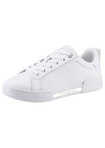 Tommy Hilfiger Damen Plateausneaker "CHIQUE COURT SNEAKER", Gr. 37, weiß, Leder, sportlich, Schuhe, mit Detail im Plateau, Freizeitschuh, Halbschuh,