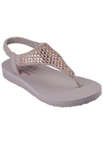 Skechers Damen Sandale "MEDITATION-ROCKSTAR", Gr. 37, grau, Lederimitat, modisch, Schuhe, Sommerschuh, Sandalette, Riemchensandale, mit Glitzersteinen